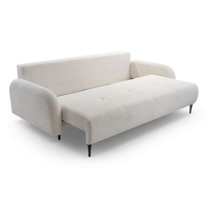 Išskleidžiama trijų vietų apmušta sofa CLOUDY, kreminė