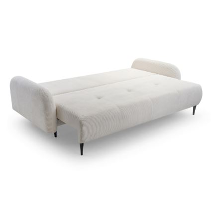Išskleidžiama trijų vietų apmušta sofa CLOUDY, kreminė