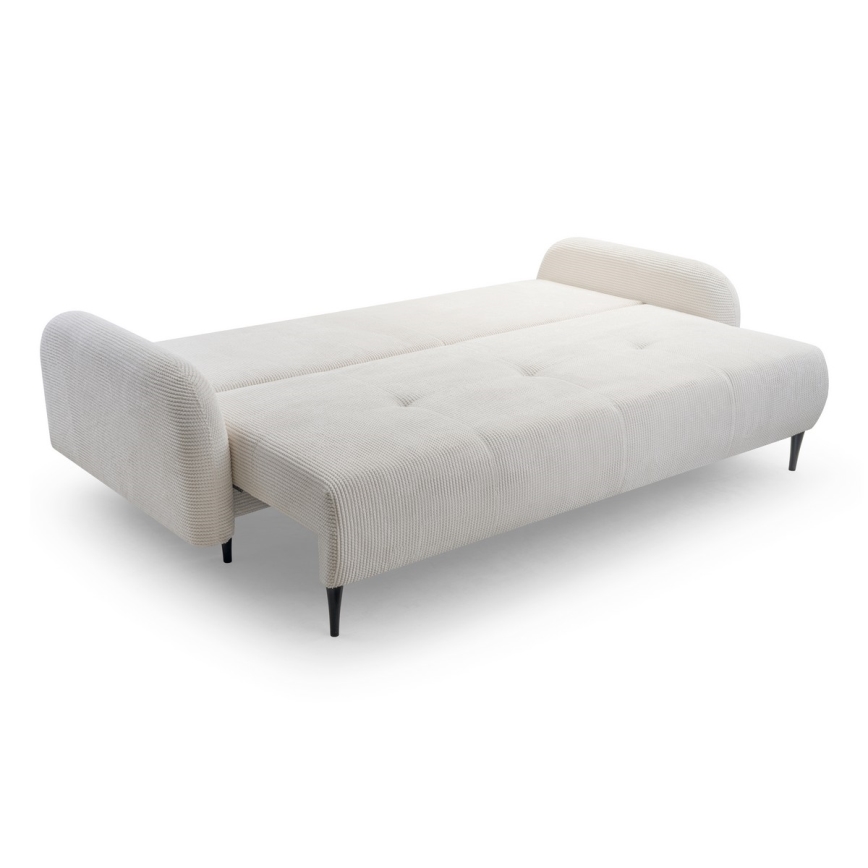 Išskleidžiama trijų vietų apmušta sofa CLOUDY, kreminė