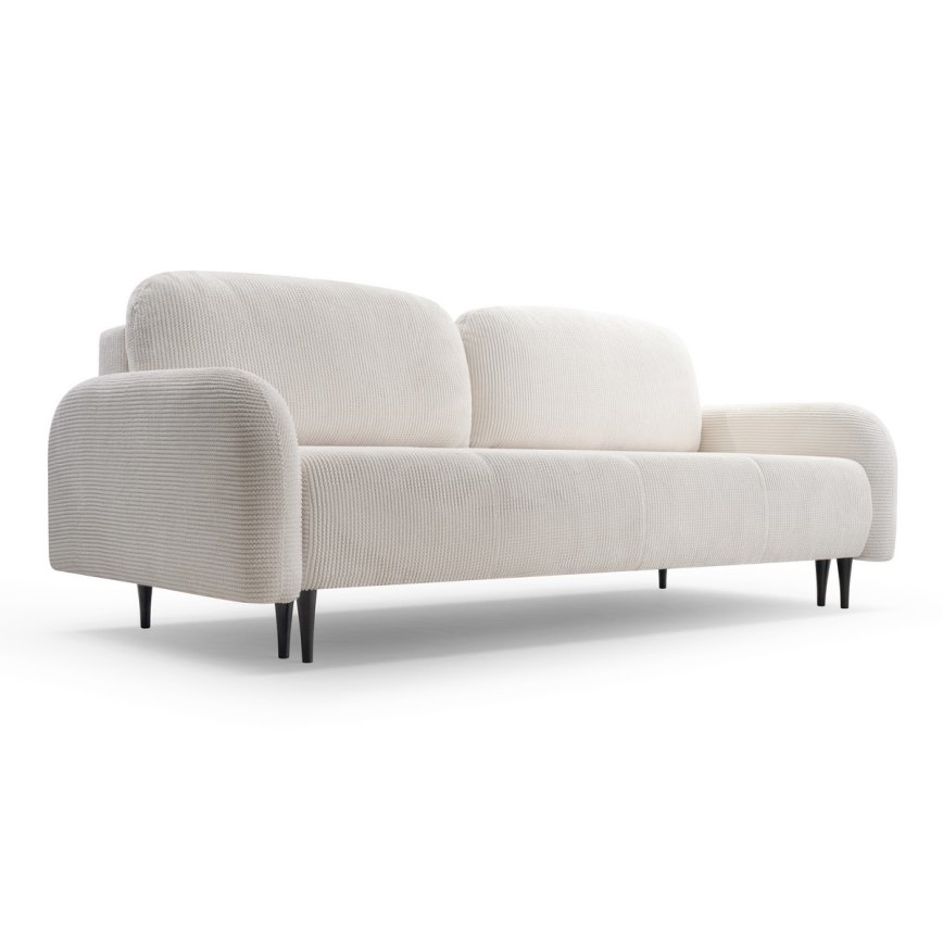 Išskleidžiama trijų vietų apmušta sofa CLOUDY, kreminė