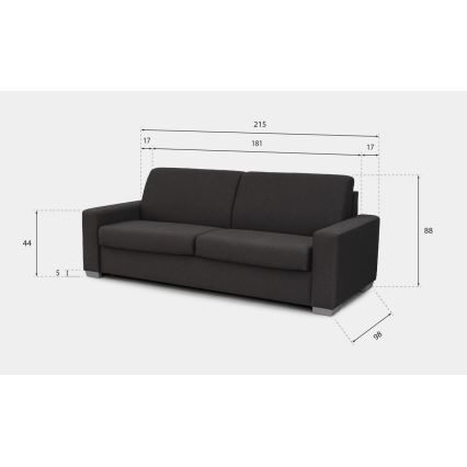 Išskleidžiama trijų vietų sofa LEKA kasdieniam miegui, ruda
