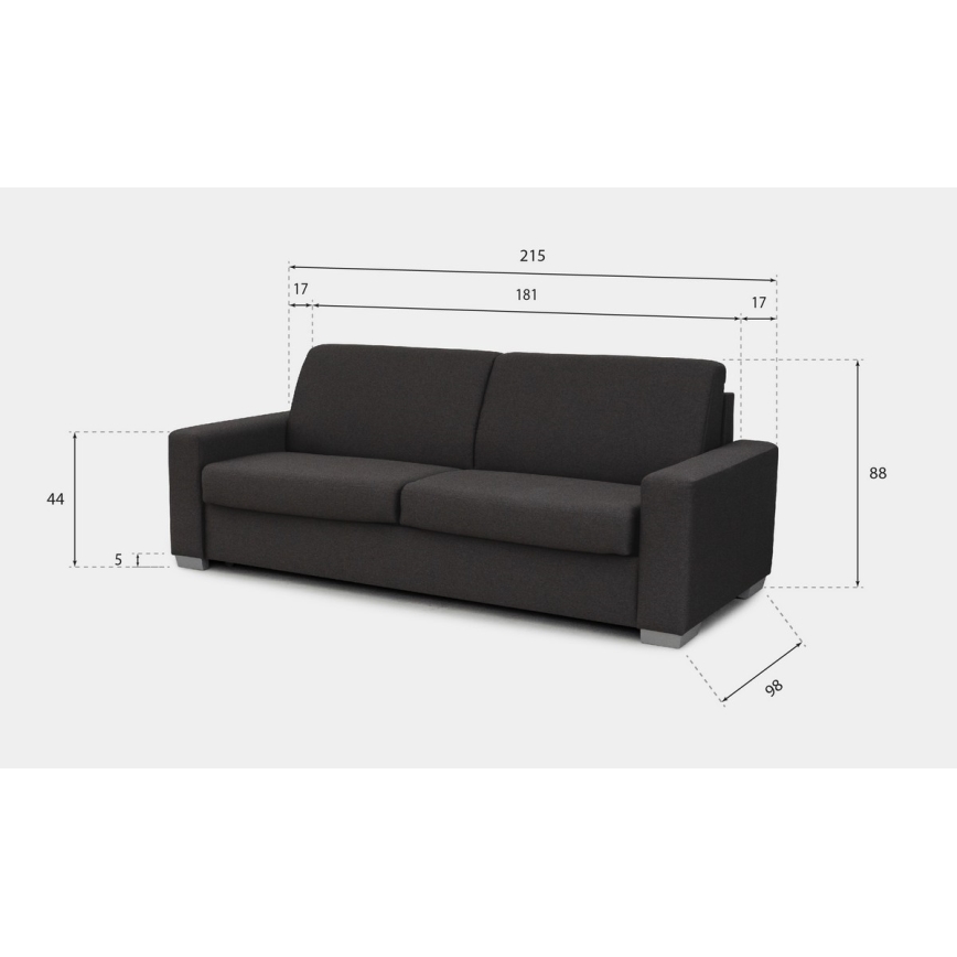 Išskleidžiama trijų vietų sofa LEKA kasdieniam miegui, ruda