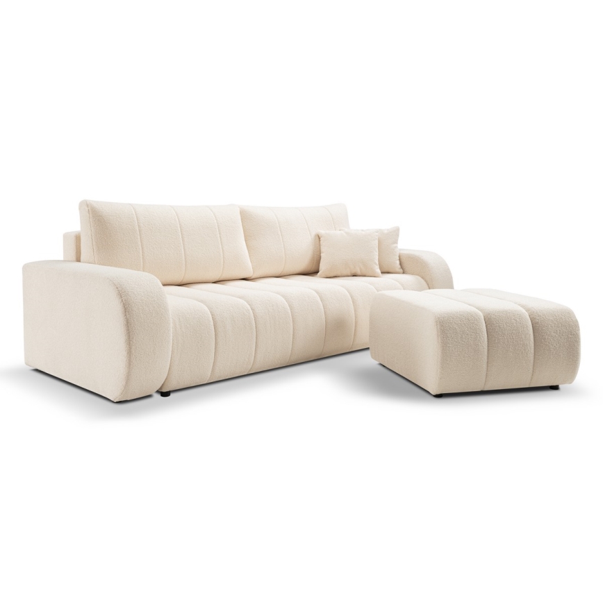 Išskleidžiama trijų vietų sofa-lova DESIO, smėlio spalvos