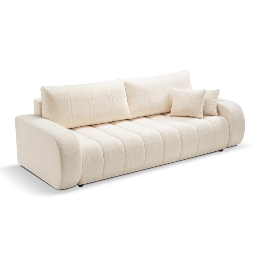 Išskleidžiama trijų vietų sofa-lova DESIO, smėlio spalvos