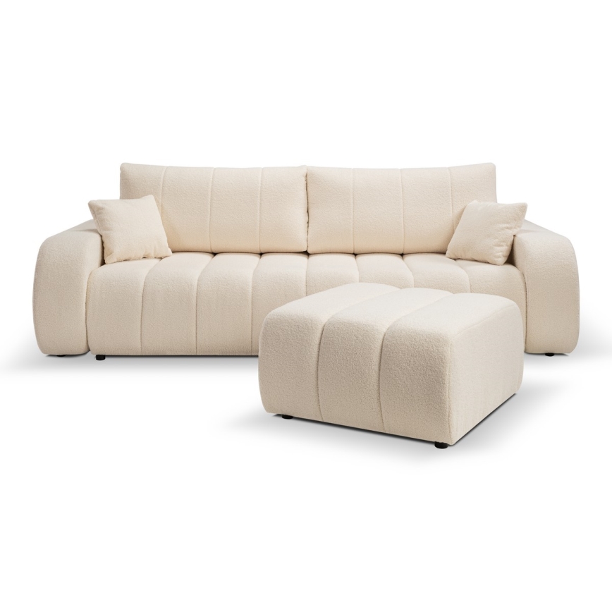 Išskleidžiama trijų vietų sofa-lova DESIO, smėlio spalvos
