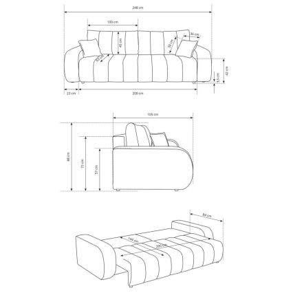Išskleidžiama trijų vietų sofa-lova DESIO, smėlio spalvos
