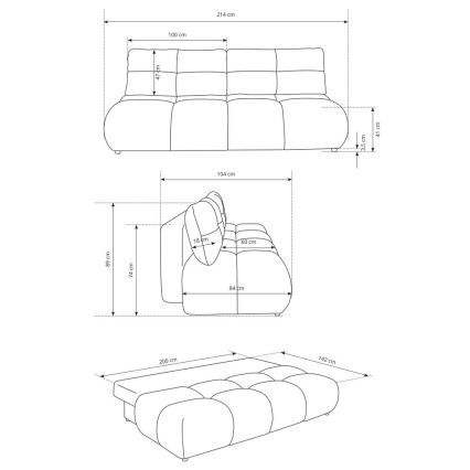 Išskleidžiama trijų vietų sofa-lova su talpia daiktų dėže NUORO, žalia