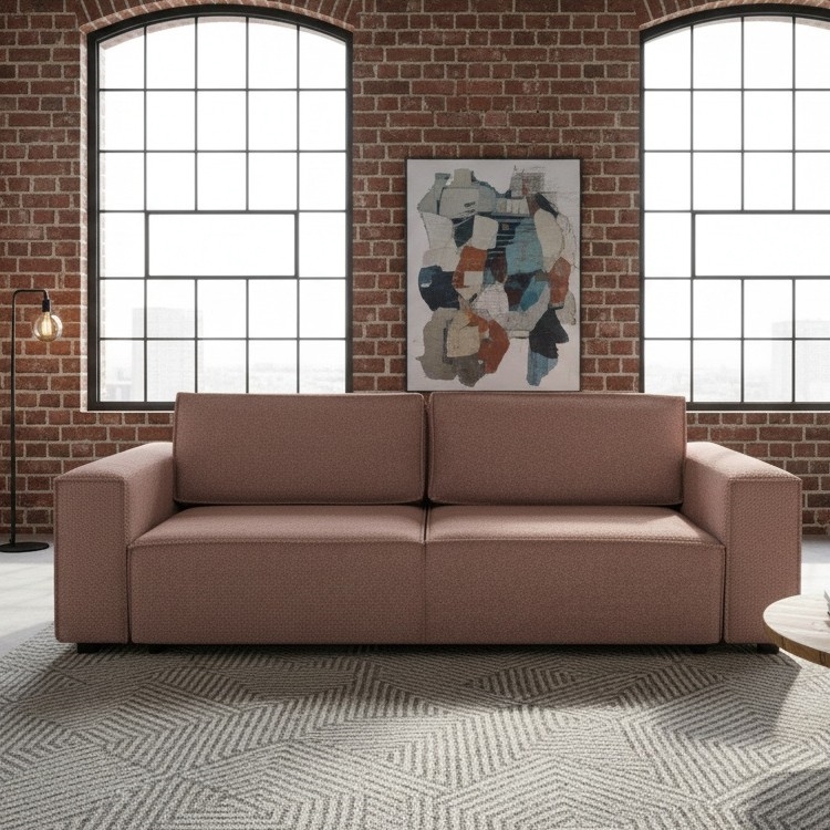 Išskleidžiama trijų vietų sofa RONDA su daiktadėže, raudona