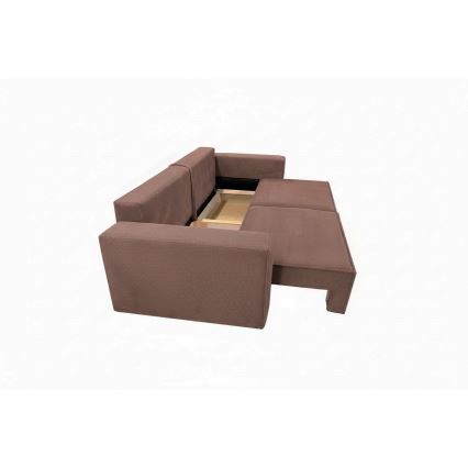 Išskleidžiama trijų vietų sofa RONDA su daiktadėže, raudona