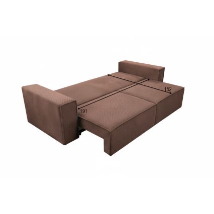 Išskleidžiama trijų vietų sofa RONDA su daiktadėže, raudona