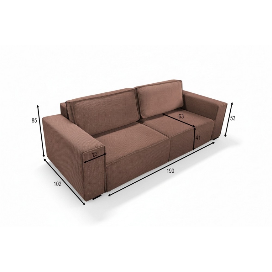 Išskleidžiama trijų vietų sofa RONDA su daiktadėže, raudona