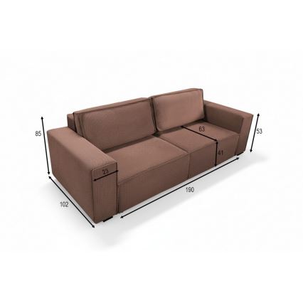 Išskleidžiama trijų vietų sofa RONDA su daiktadėže, raudona