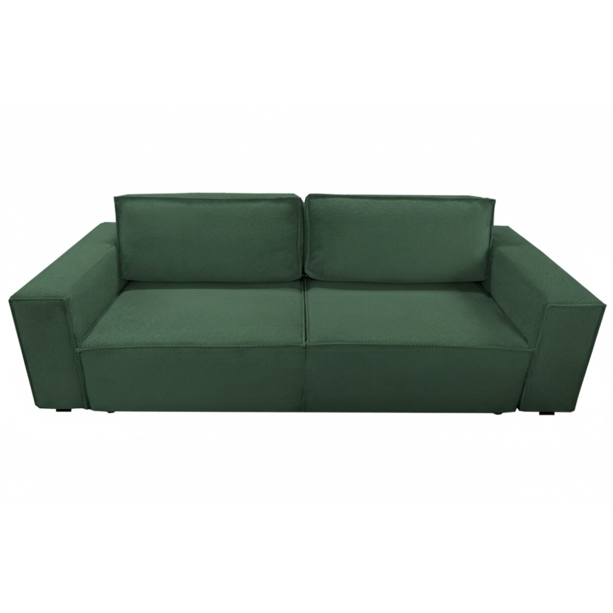 Išskleidžiama trijų vietų sofa RONDA su daiktų dėže, žalia