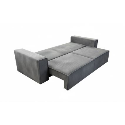 Išskleidžiama trijų vietų sofa RONDA su patalynės dėže, pilka