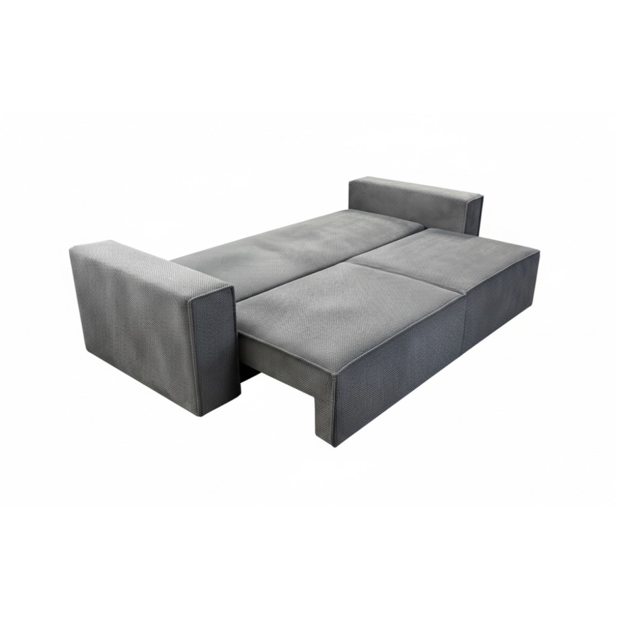 Išskleidžiama trijų vietų sofa RONDA su patalynės dėže, pilka