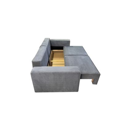 Išskleidžiama trijų vietų sofa RONDA su patalynės dėže, pilka