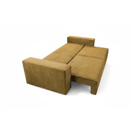 Išskleidžiama trijų vietų sofa su daiktų laikymo dėže RONDA oranžinė