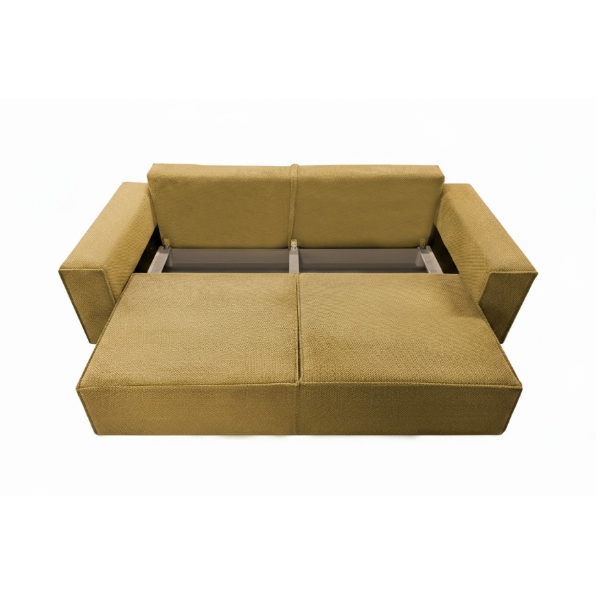 Išskleidžiama trijų vietų sofa su daiktų laikymo dėže RONDA oranžinė