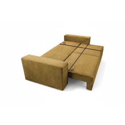 Išskleidžiama trijų vietų sofa su daiktų laikymo dėže RONDA oranžinė