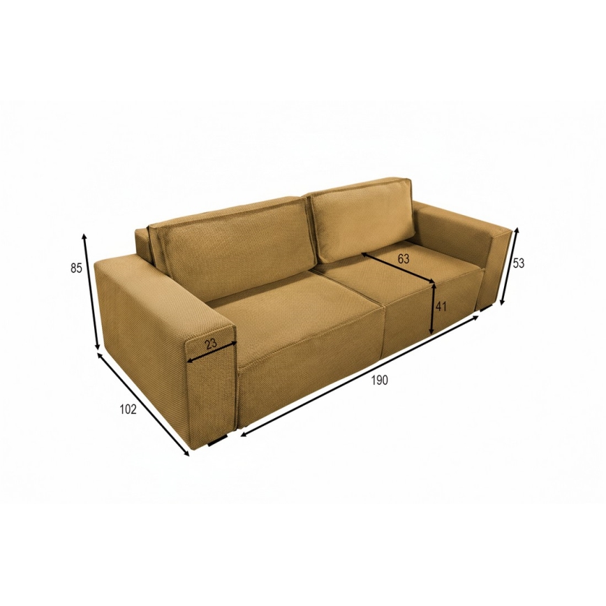 Išskleidžiama trijų vietų sofa su daiktų laikymo dėže RONDA oranžinė