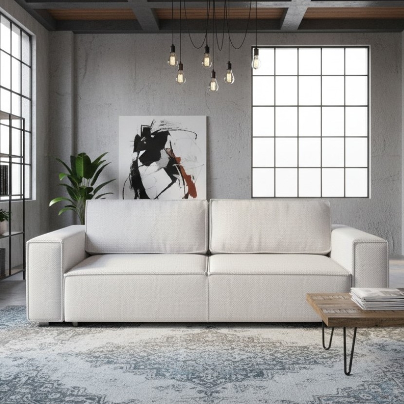 Išskleidžiama trivietė sofa RONDA su talpia daiktų talpykla, smėlinė