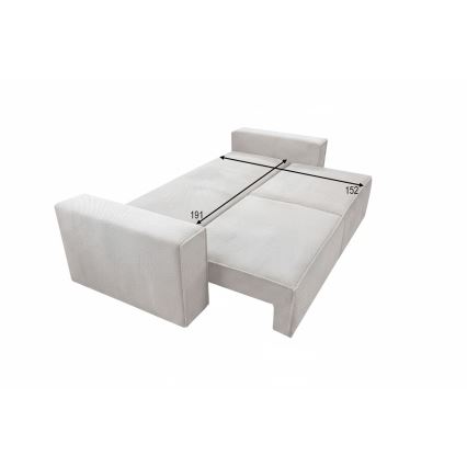 Išskleidžiama trivietė sofa RONDA su talpia daiktų talpykla, smėlinė