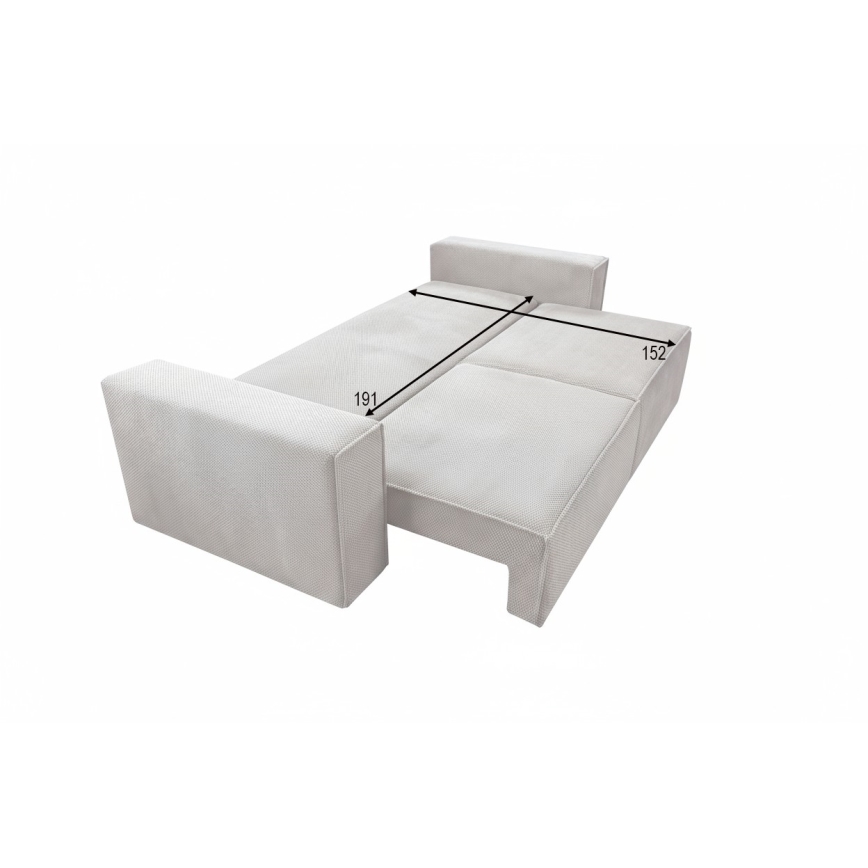 Išskleidžiama trivietė sofa RONDA su talpia daiktų talpykla, smėlinė