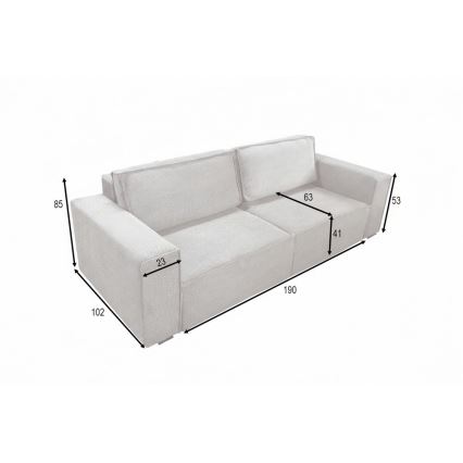 Išskleidžiama trivietė sofa RONDA su talpia daiktų talpykla, smėlinė