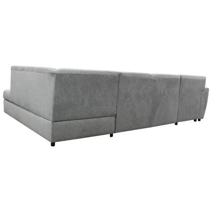 Išskleidžiama U formos dešinės pusės kampinė sofa-lova SERPA su erdvia daiktų laikymo dėže, pilka