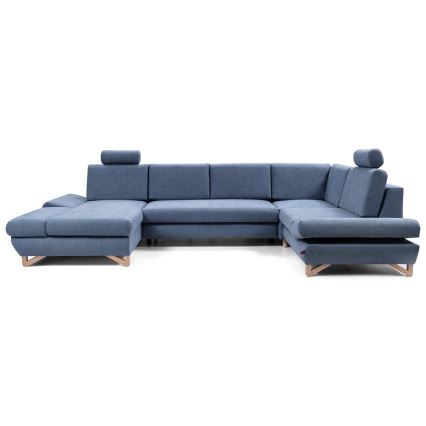Išskleidžiama U formos kampinė minkšta sofa su talpia daiktų saugykla AVESTA, mėlyna