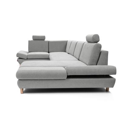 Išskleidžiama U formos kampinė sofa-lova su patalynės dėže AVESTA pilka