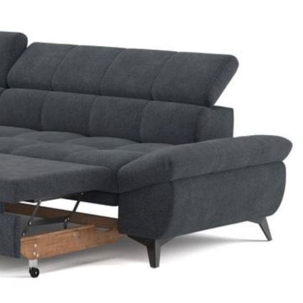 Išskleidžiamas kampinis L formos sofa MARANO, kairė, juoda