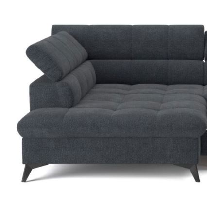 Išskleidžiamas kampinis L formos sofa MARANO, kairė, juoda