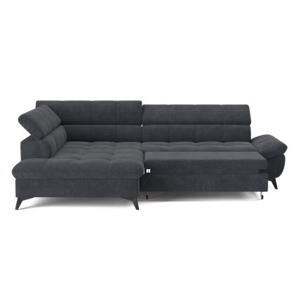 Išskleidžiamas kampinis L formos sofa MARANO, kairė, juoda