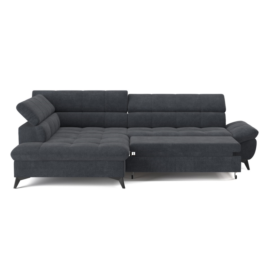 Išskleidžiamas kampinis L formos sofa MARANO, kairė, juoda