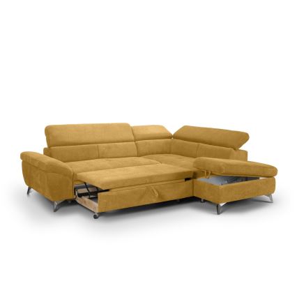 Išskleidžiamas kampinis L formos minkštas kampas SALERNO, dešinysis, geltonas