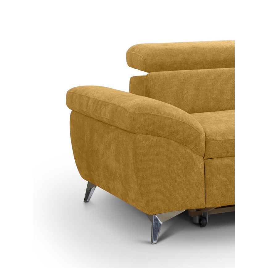 Išskleidžiamas kampinis L formos minkštas kampas SALERNO, dešinysis, geltonas