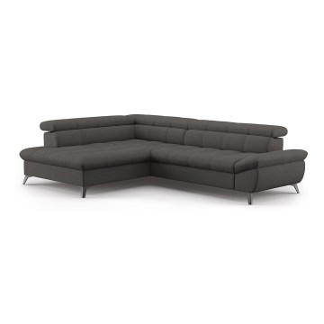 Išskleidžiamas kampinis L formos sofa MARANO, kairė, juoda