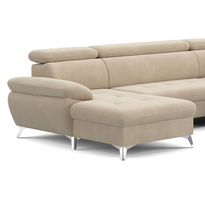 Išskleidžiamas kampinis minkštas kampas su daiktadėže U formos CATANIA dešinysis, smėlio spalvos