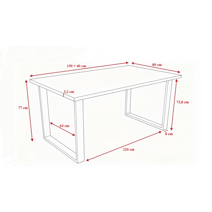 Išskleidžiamas valgomojo stalas COLIN pilkas
