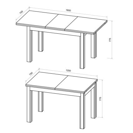 Išskleidžiamas valgomojo stalas DOO, artisan ąžuolas/juodas