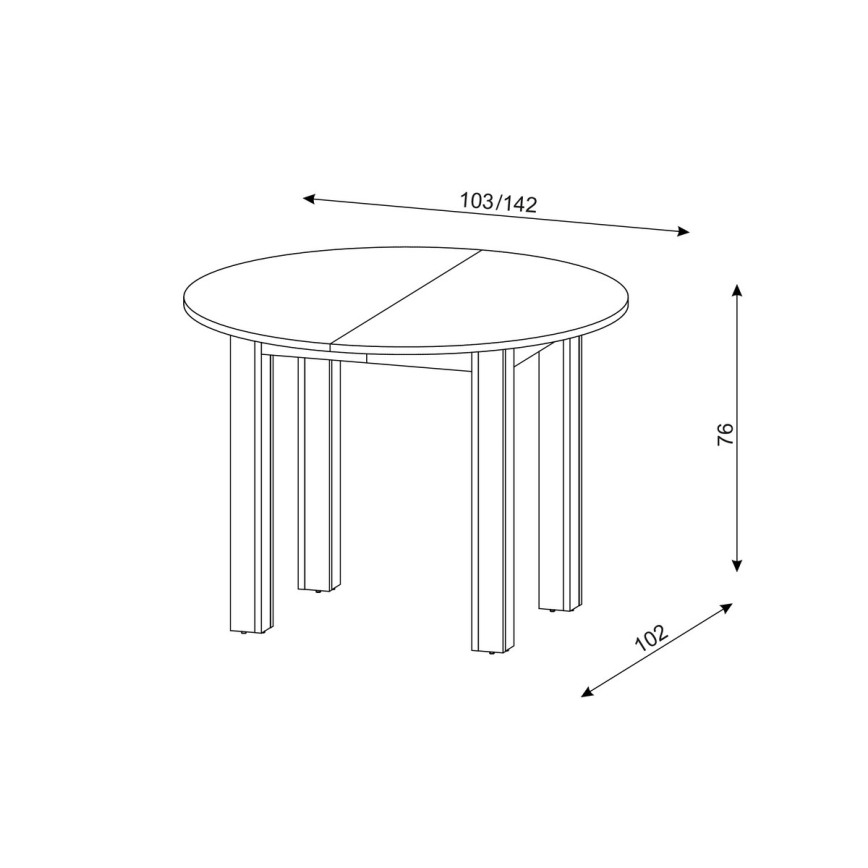 Išskleidžiamas valgomojo stalas WILY ąžuolas artisan/juodas