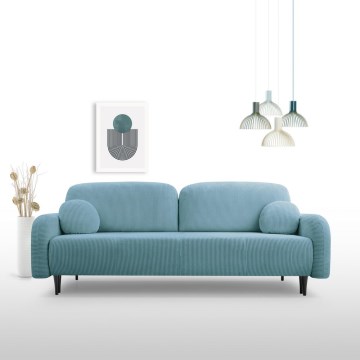 Ištraukiama apmušta trivietė sofa-lova CLOUDY, turkio spalvos