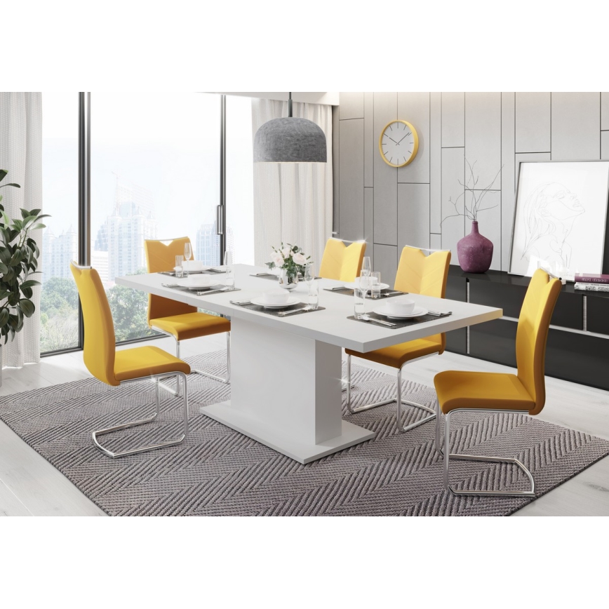 Ištraukiamas valgomasis stalas STRAP 160/200 x 90 cm baltas