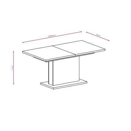 Ištraukiamas valgomasis stalas STRAP 160/200 x 90 cm baltas