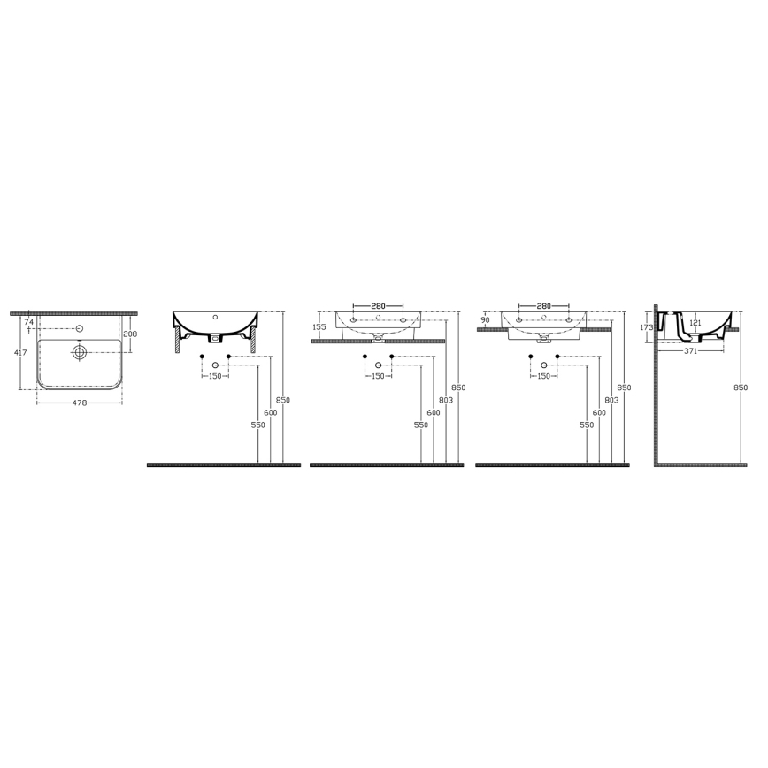 Isvea - ant stalviršio montuojamas praustuvas SOTT AQUA 48x42 cm, keramika/balta