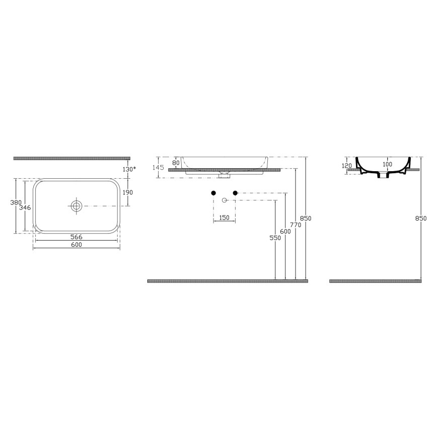 Isvea - Praustuvė ant stalviršio AQUA 60x38 cm keramika/balta