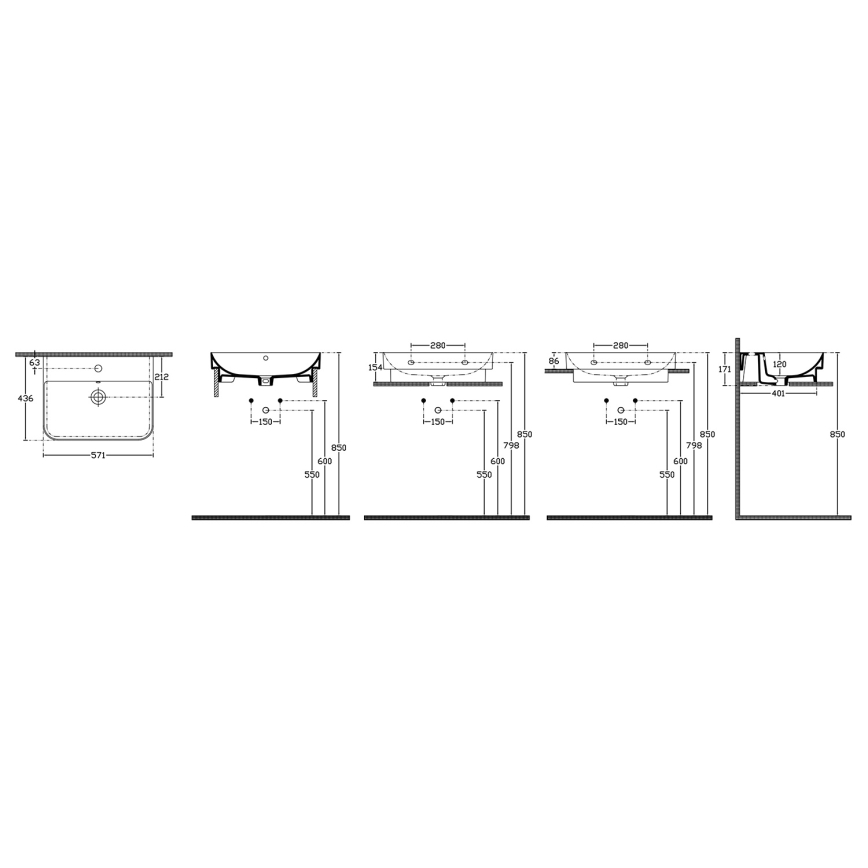 Isvea - Praustuvė montuojama ant stalviršio SOTT AQUA 57x44 cm keramika/balta