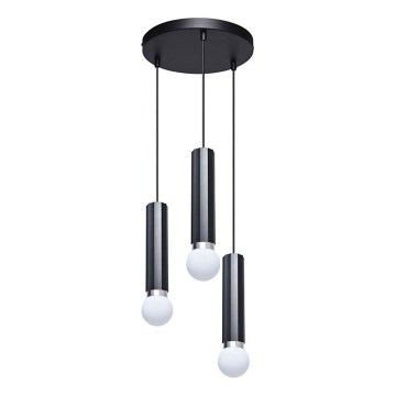 ITALUX - Pakabinama liustra ant laido MACERA 3xE27/40W/230V juoda