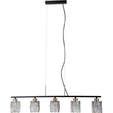 ITALUX - Pakabinama liustra ant laido SIMONA 5xE14/40W/230V juoda/auksinė